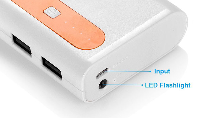 Aibocn Power Bank 10,000 mAh Dual USB flashlight