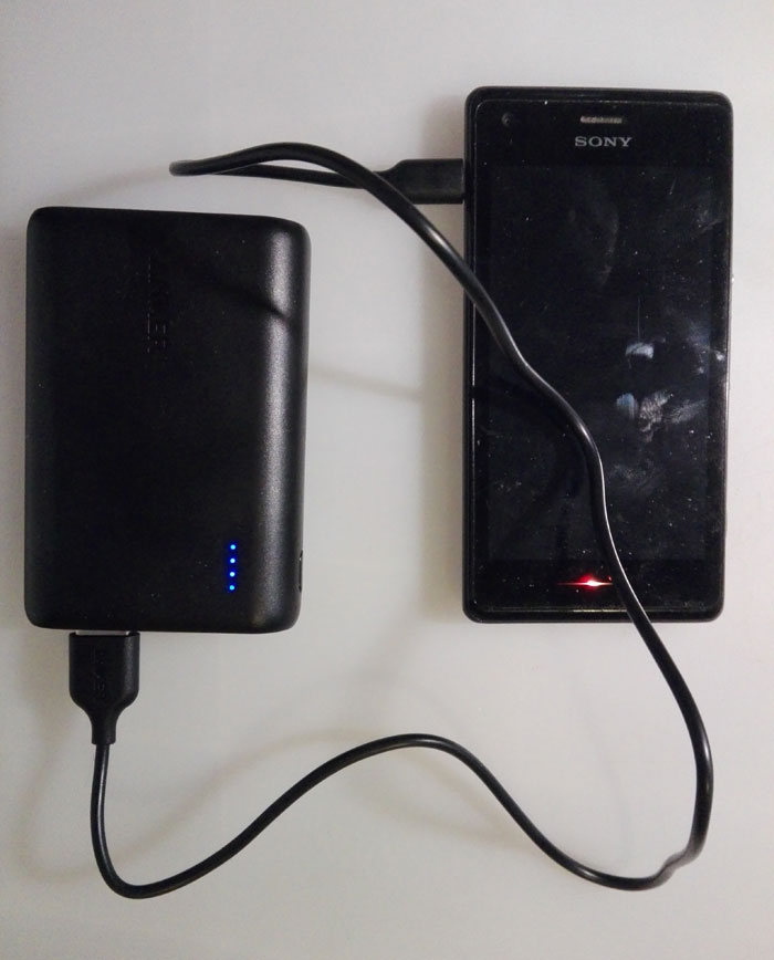 Anker PowerCore 10000 Portable Power Bank in use