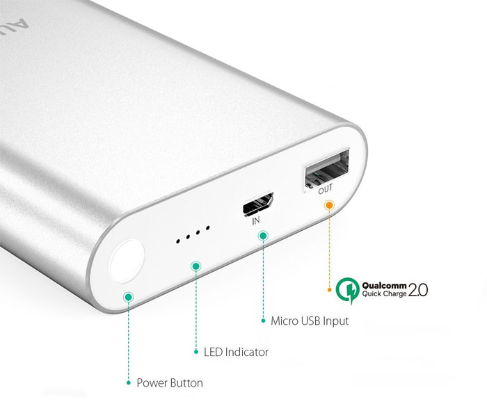 Aukey 10400mAh Quick Charge 2.0 Portable Charger features