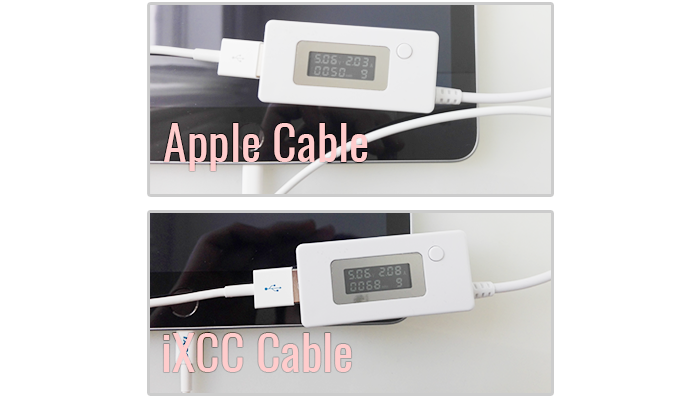 iXCC ELement II and Apple Lightning Cable Ampere Test