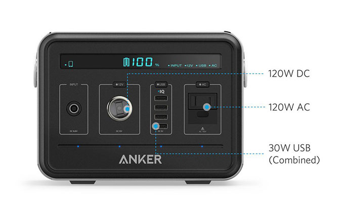 Anker PowerHouse 120,000mAh Portable interface