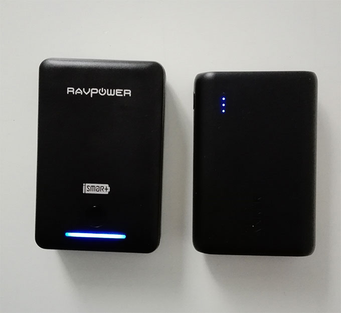 RAVPower 10050mAh Portable Charger size comparison